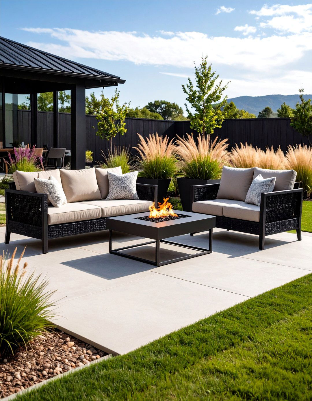 A Minimalist Modern Farmhouse Patio - 30 farmhouse landscaping ideas