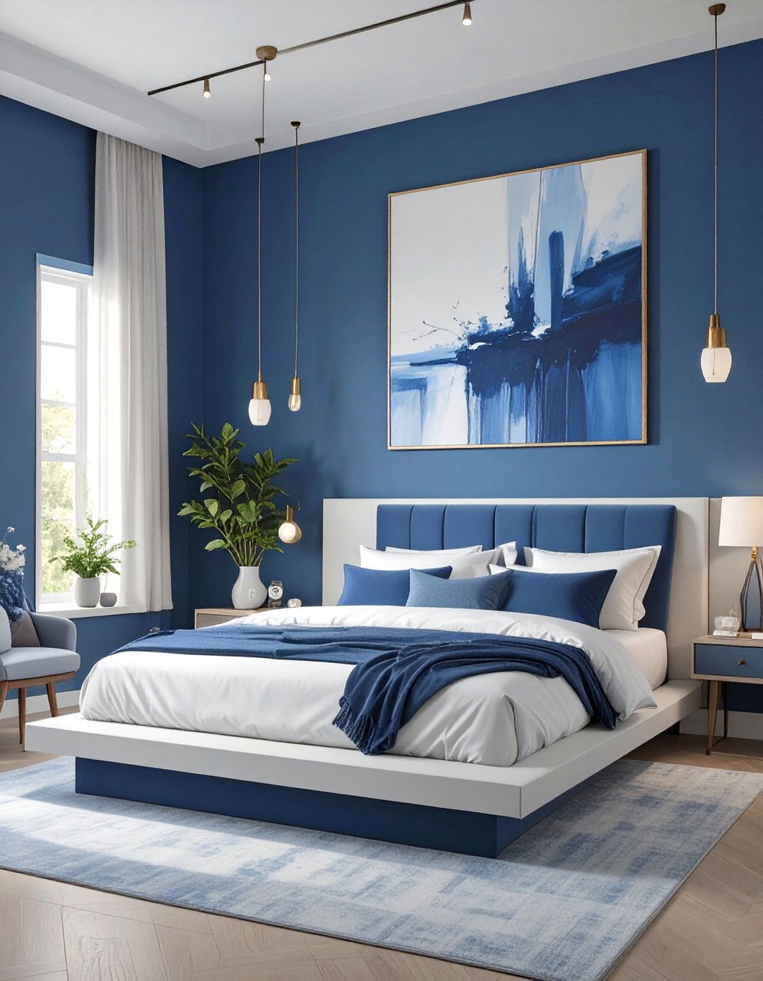 A Minimalist Navy and White Bedroom - 30 blue and white bedroom ideas