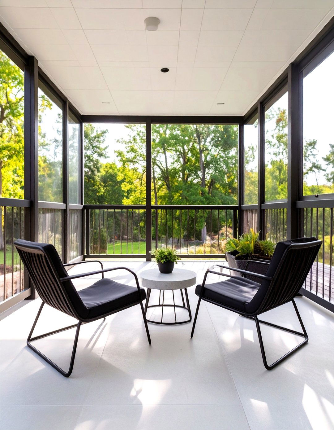 A Minimalist Porch with Simple Seating - 30 simple screened in porch ideas