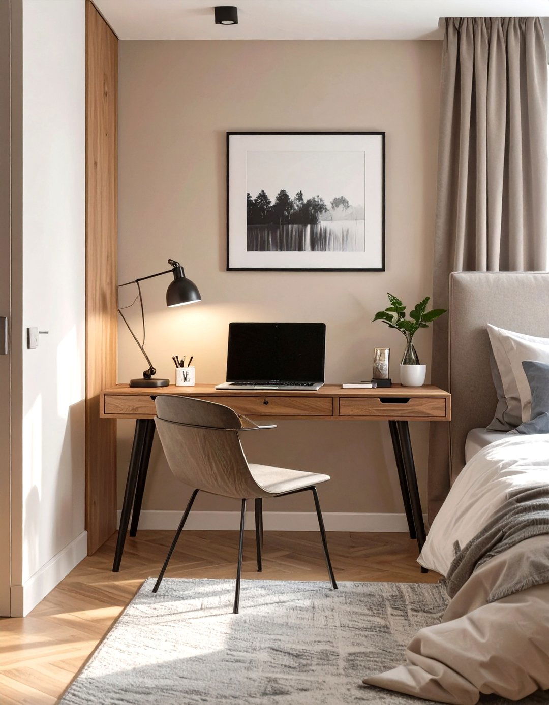 A Minimalist Writing Desk - 30 small bedroom office combo ideas