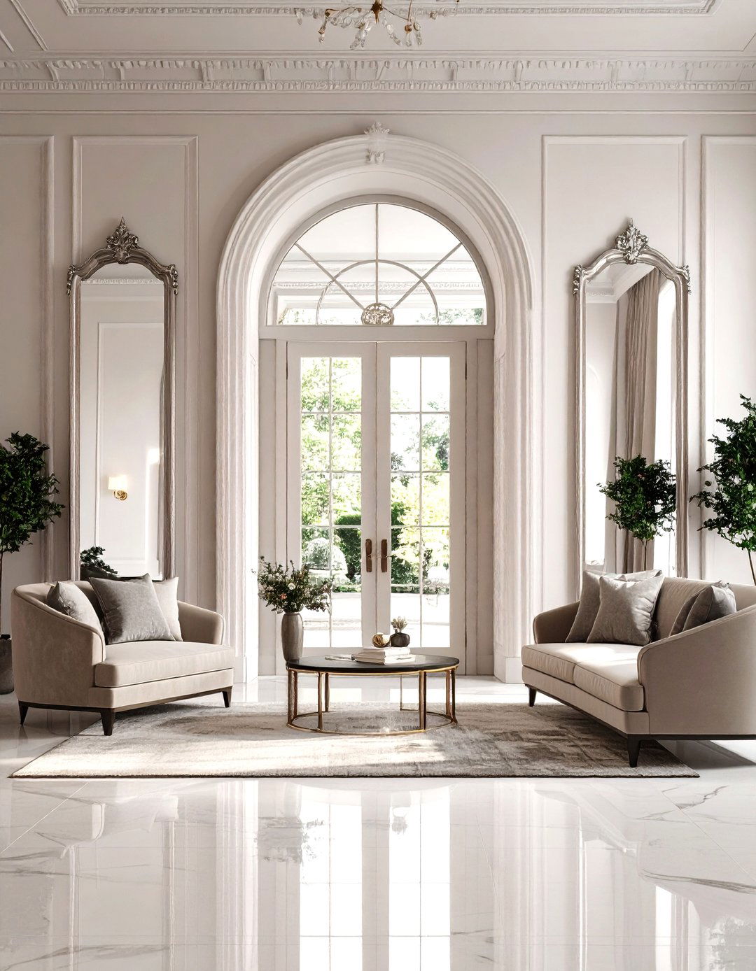 A Mirror Flanking a Doorway - 30 living room mirror ideas