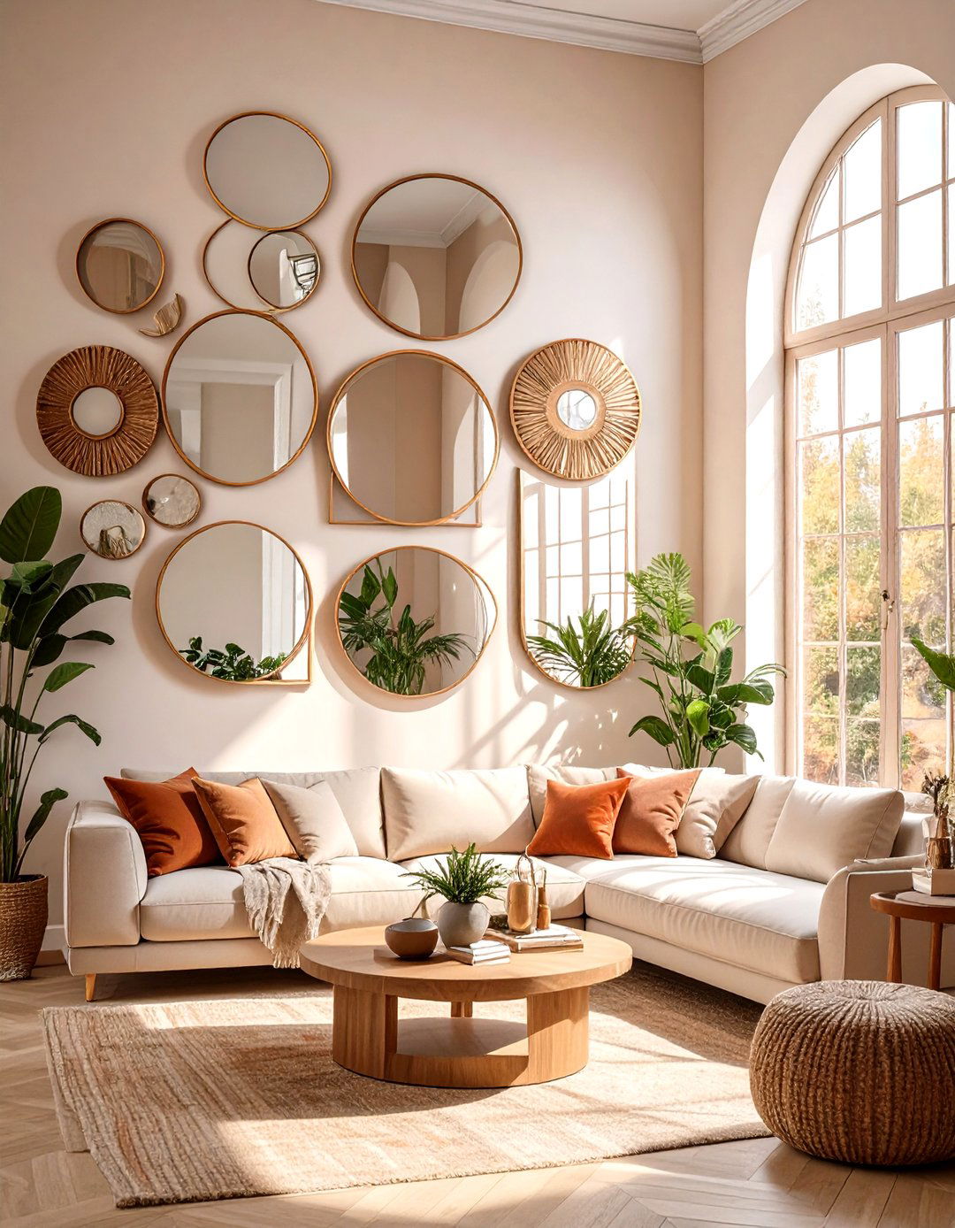 A Mirror Gallery Wall - 30 modern large wall decor ideas for living room