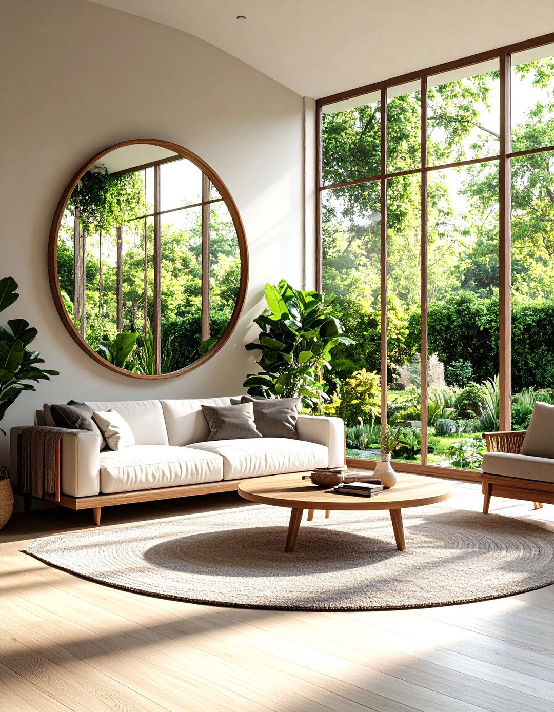 A Mirror Reflecting a Beautiful View - 30 living room mirror ideas