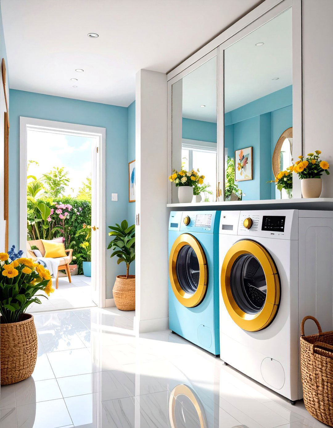 A Mirrored Laundry Room Door - 30 laundry door ideas