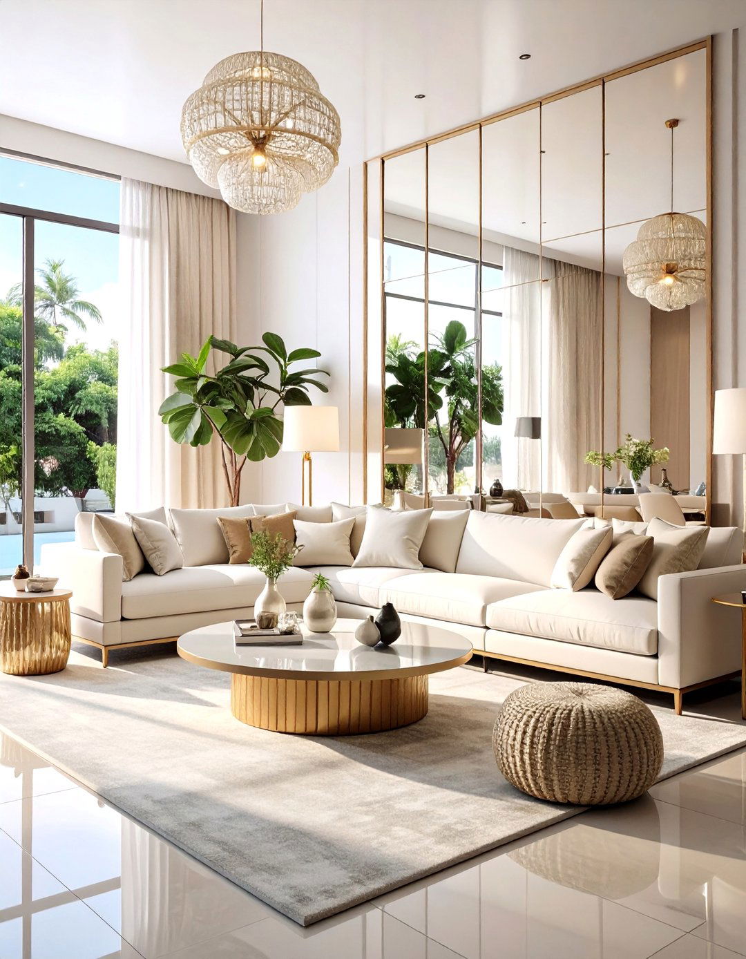 A Mirrored Wall in the Living Room - 30 accent wall ideas living room