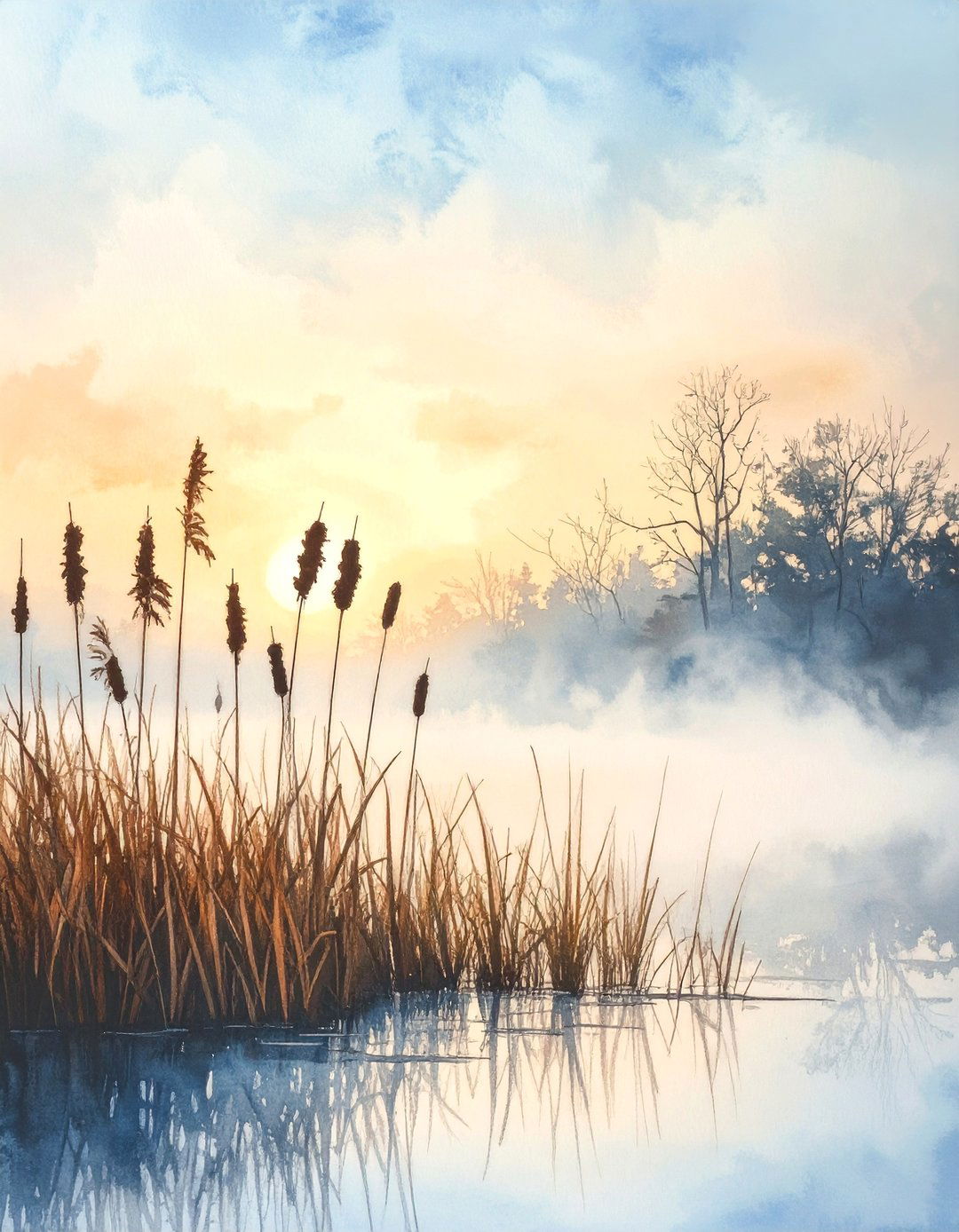 A Misty Morning in the Wetlands - 30 landscape drawing ideas