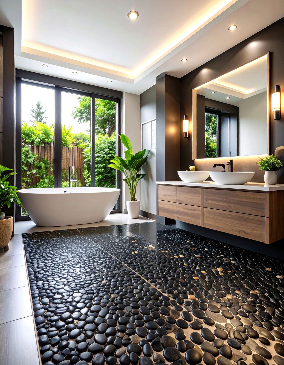 A Mix of Matte and Glossy Penny Tiles - 30 penny tile bathroom floor ideas