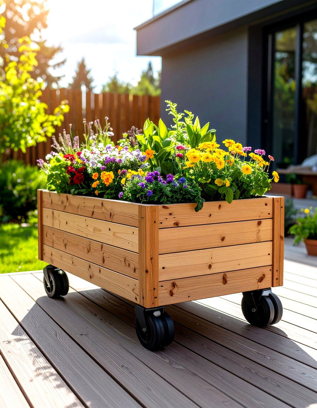 A Mobile Garden Box on Casters - 30 garden box ideas