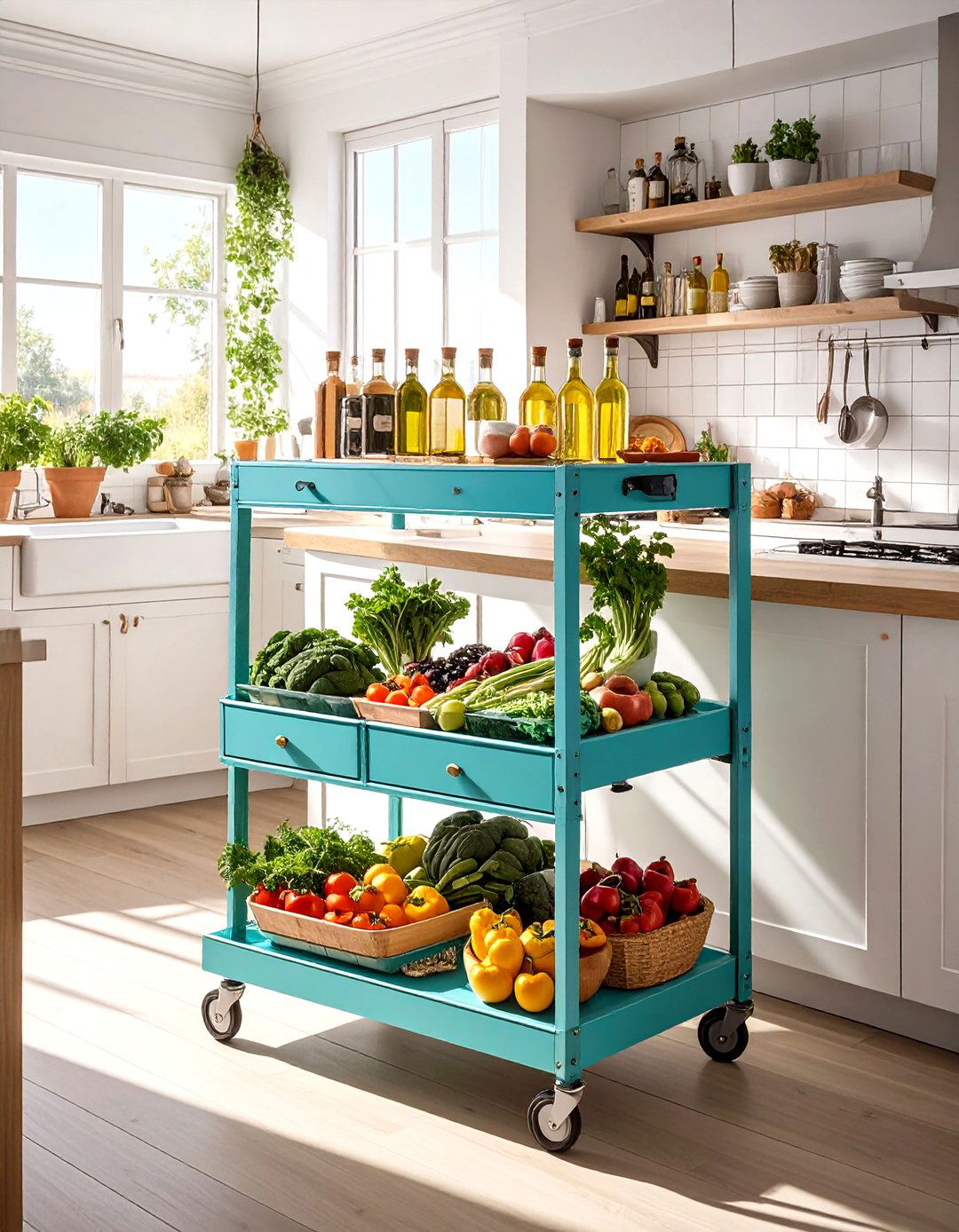 A Mobile Ikea RSKOG Utility Cart - 30 small ikea kitchen ideas