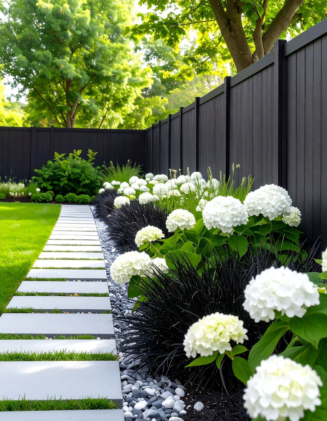 A Modern Black and White Themed Garden - 30 free online landscape design tool ideas