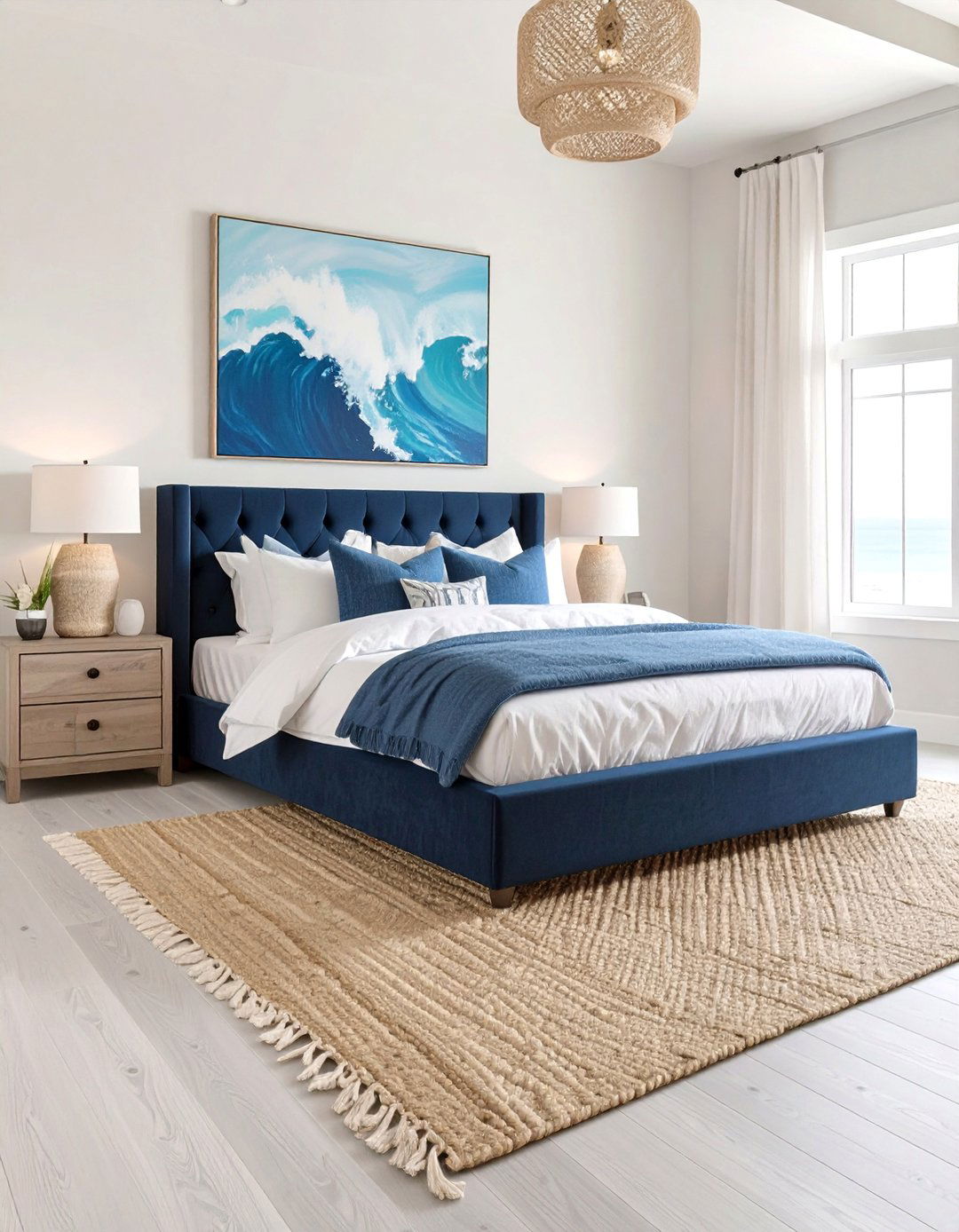 A Modern Coastal Bedroom - 30 blue and white bedroom ideas