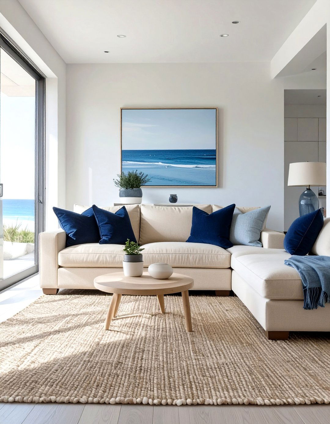 A Modern Coastal Living Room - 30 beige couch living room ideas