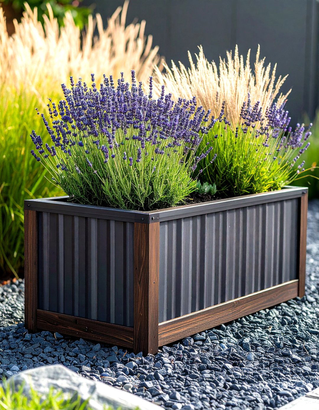 A Modern Corrugated Metal Planter Box - 30 garden box ideas