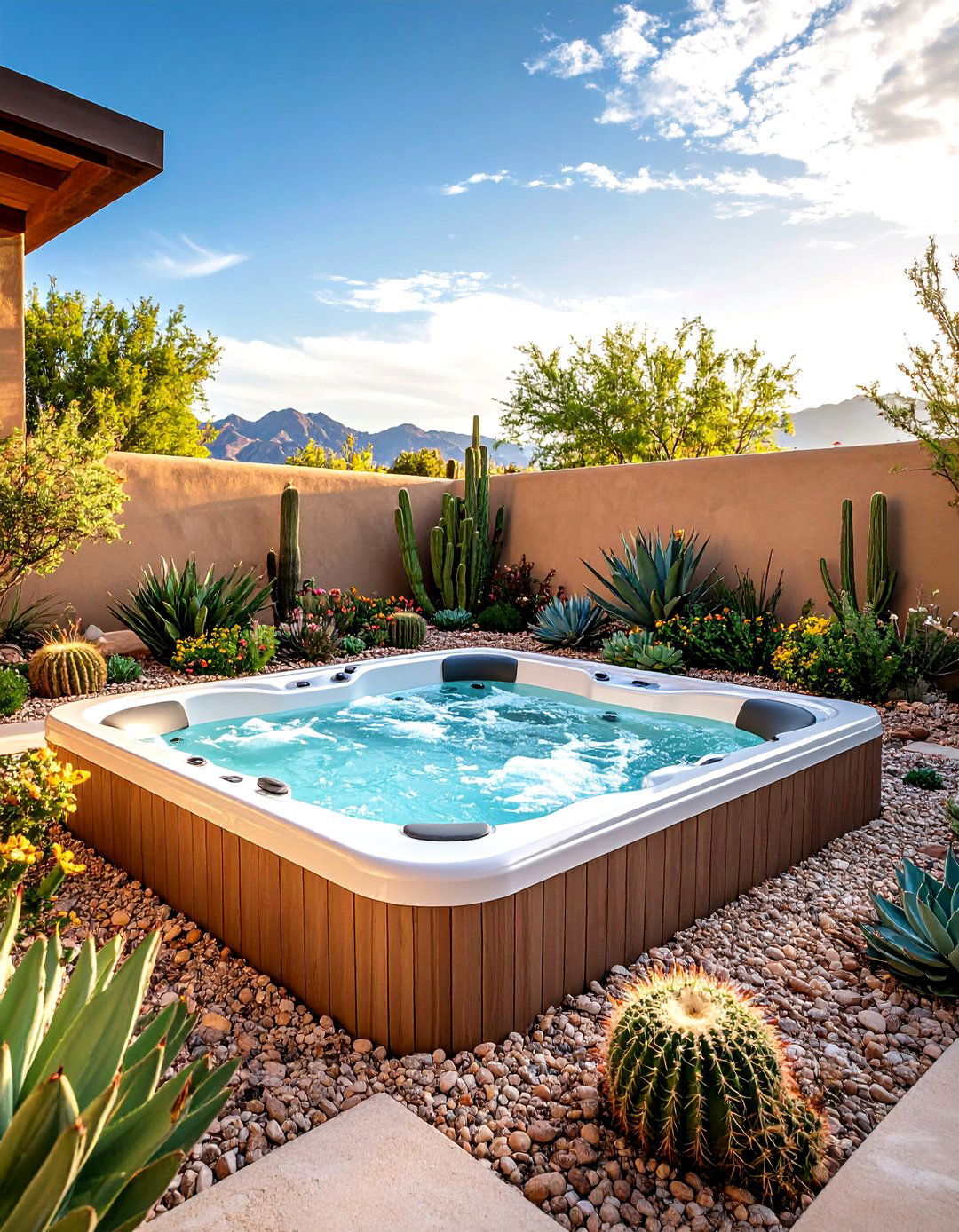 A Modern Desert Landscape Hot Tub - 30 backyard hot tub ideas