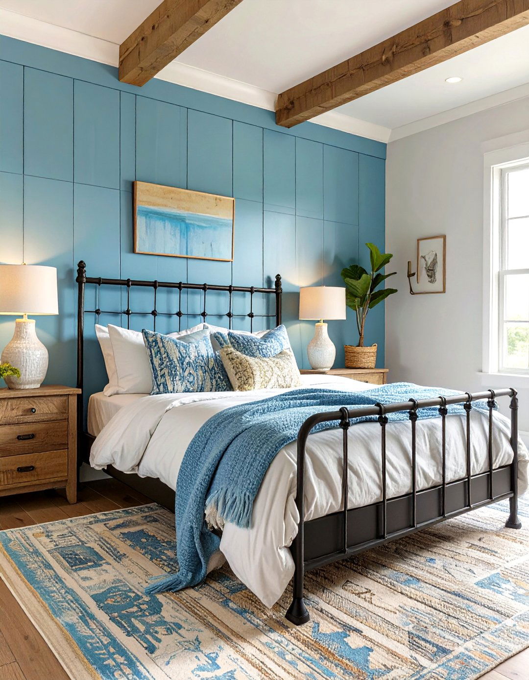 A Modern Farmhouse Bedroom - 30 blue and white bedroom ideas