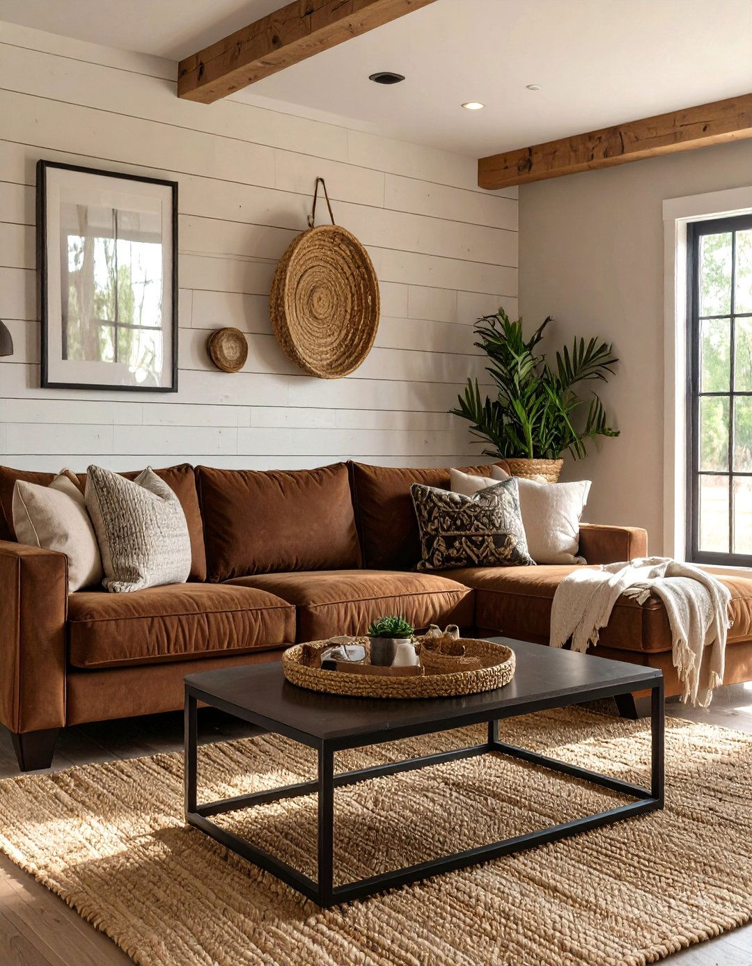 A Modern Farmhouse Living Room - 30 brown sofa living room ideas