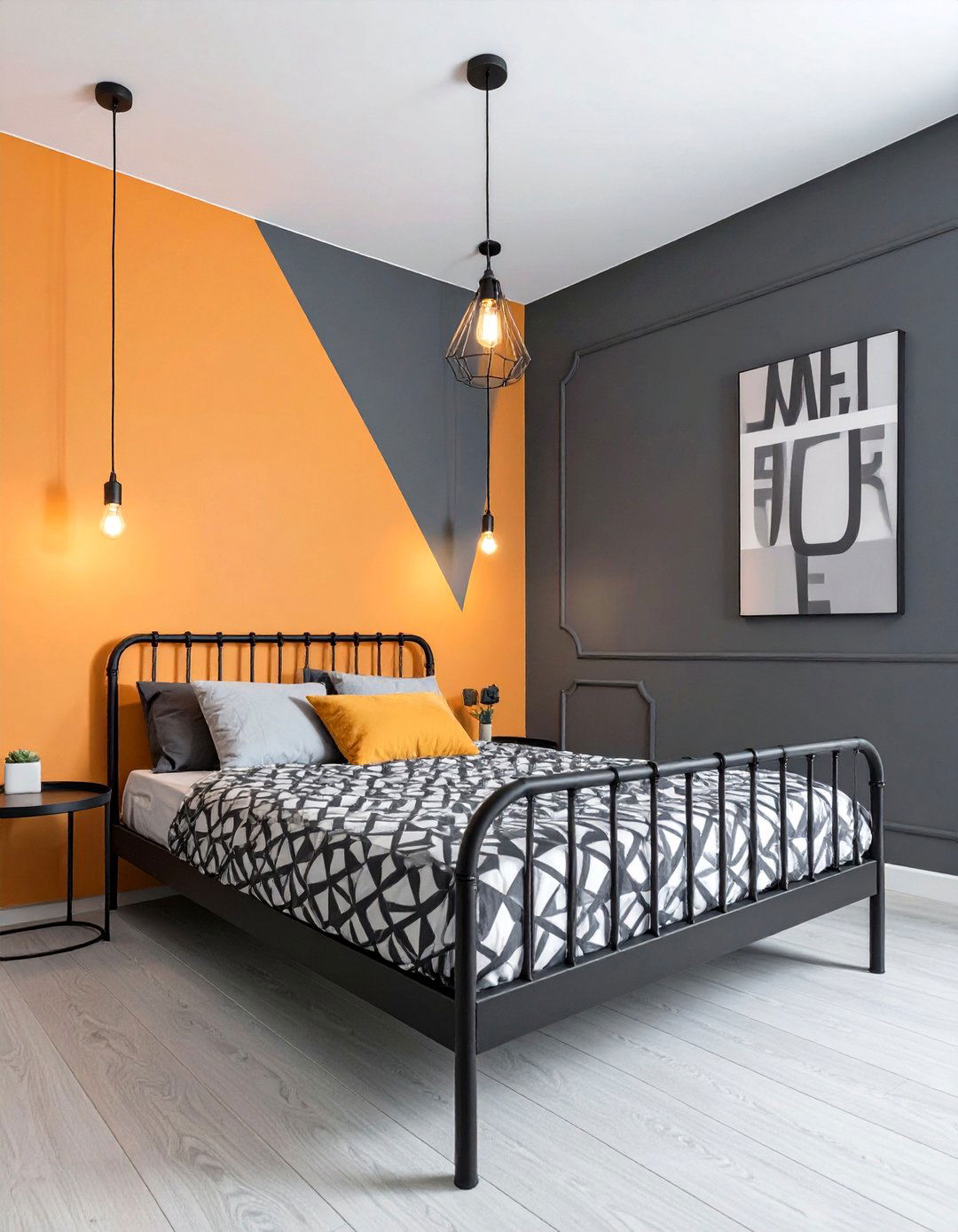 A Modern Gray and Orange Bedroom - 30 boys bedroom paint ideas