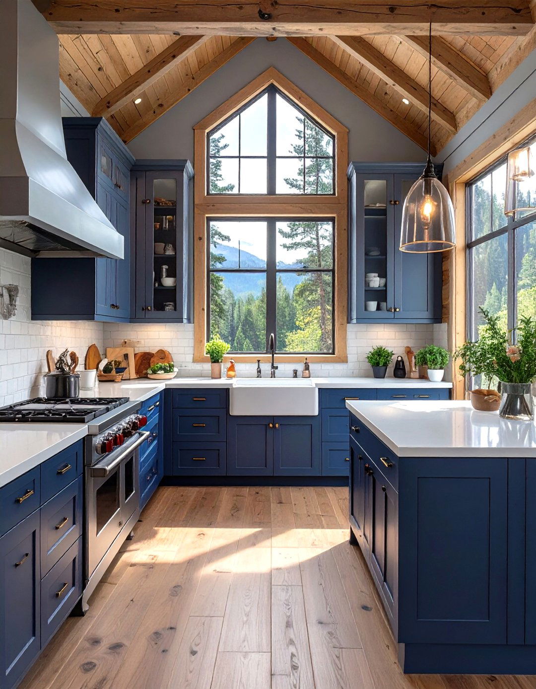A Modern Kitchen with a Two Tone Cabinet Scheme - 30 modern log cabin kitchen ideas