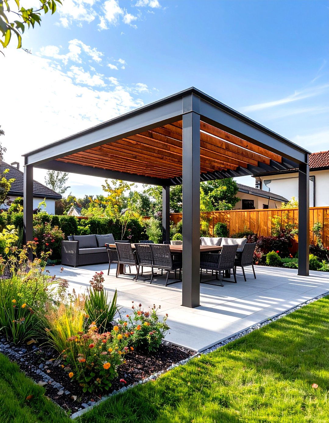 A Modern Laser Cut Metal Shade Panel - 30 outdoor shade ideas