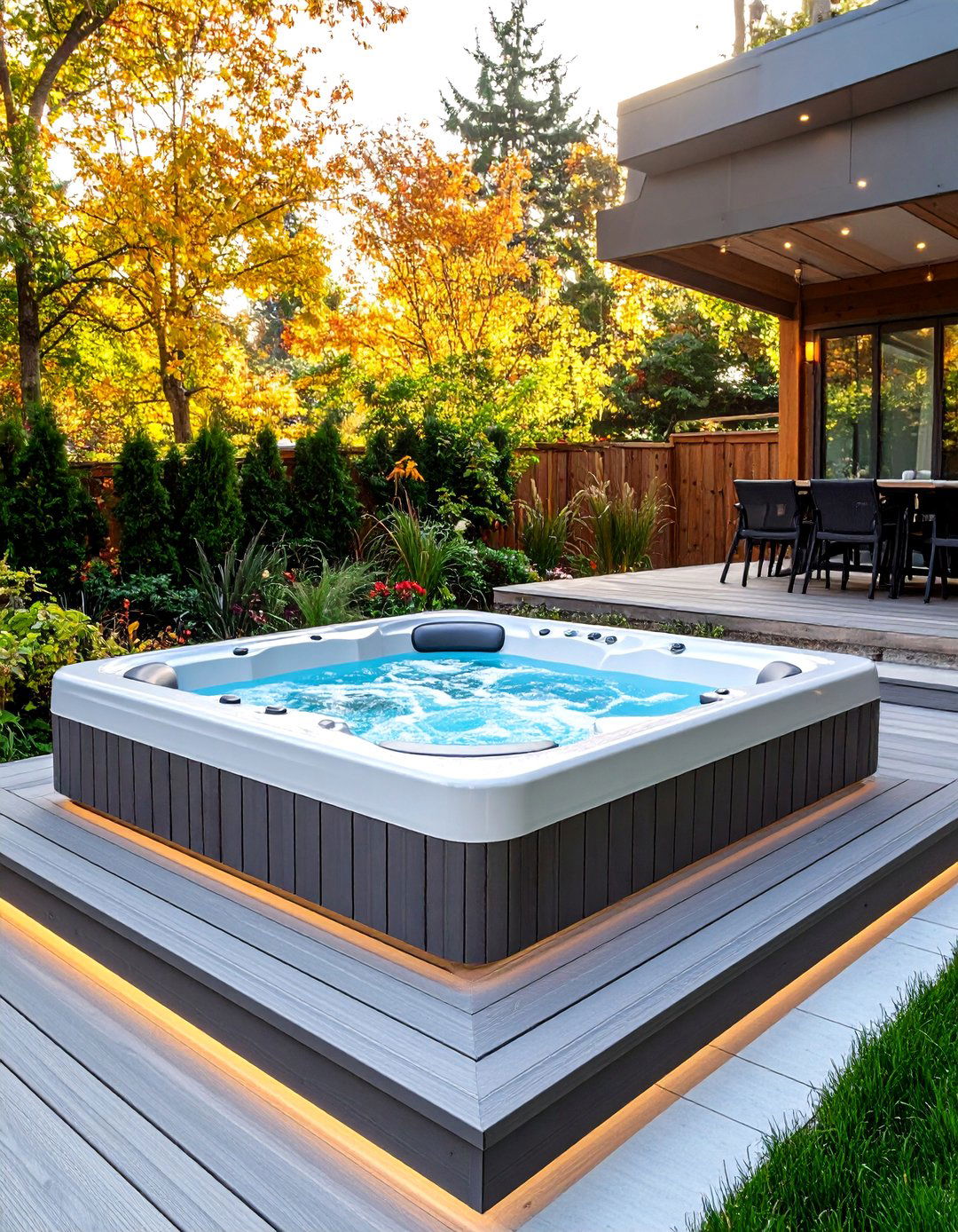 A Modern Minimalist Hot Tub Platform - 30 backyard hot tub ideas