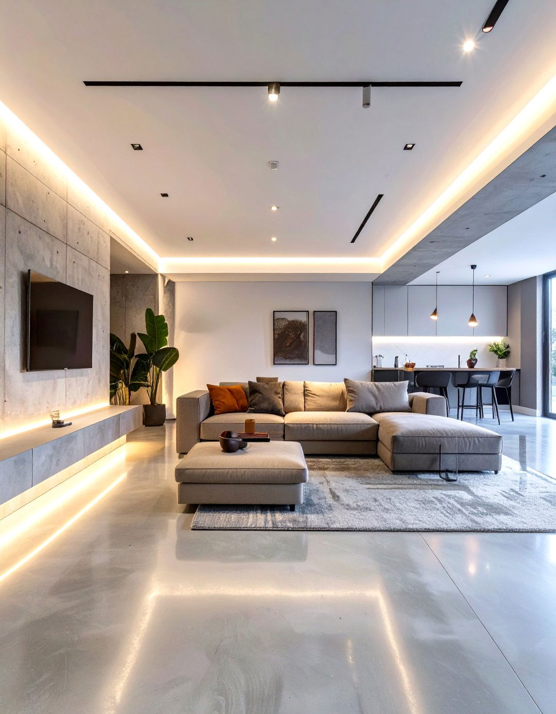 A Modern Minimalist Lounge - 30 basement layout ideas