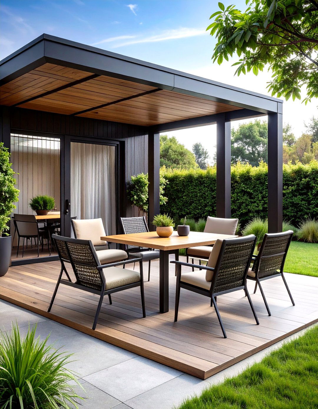 A Modern Minimalist Screened Room - 30 enclosed patio ideas on a budget