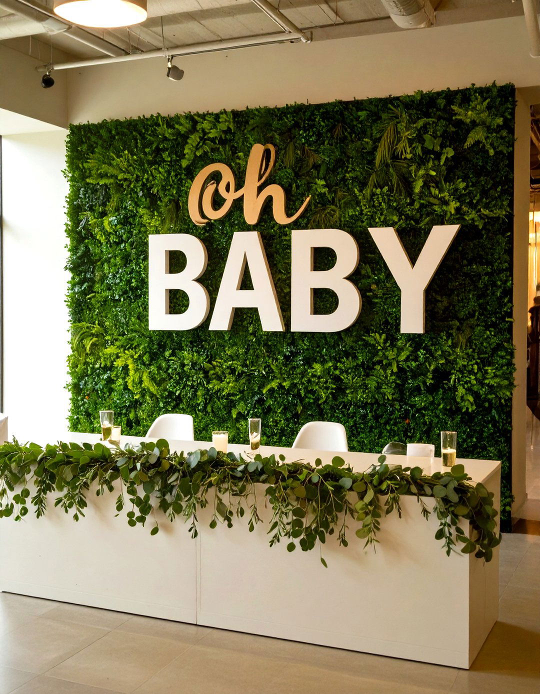 A Modern Oh Baby Greenery Shower - 30 office baby shower ideas