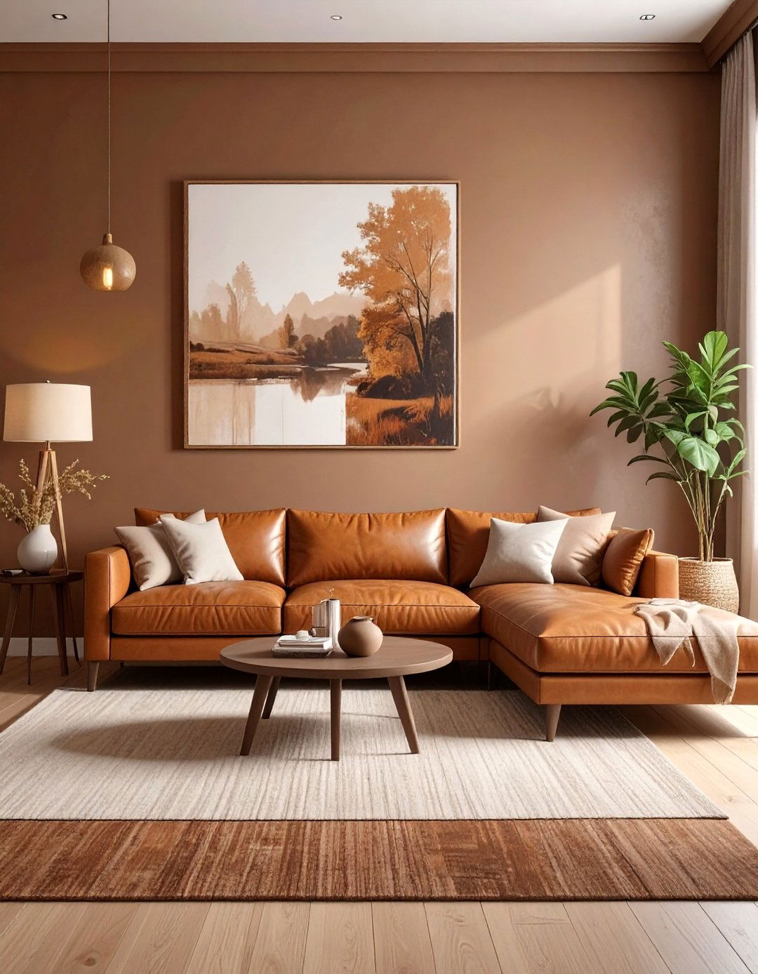 A Monochromatic Brown Living Room - 30 brown living room ideas