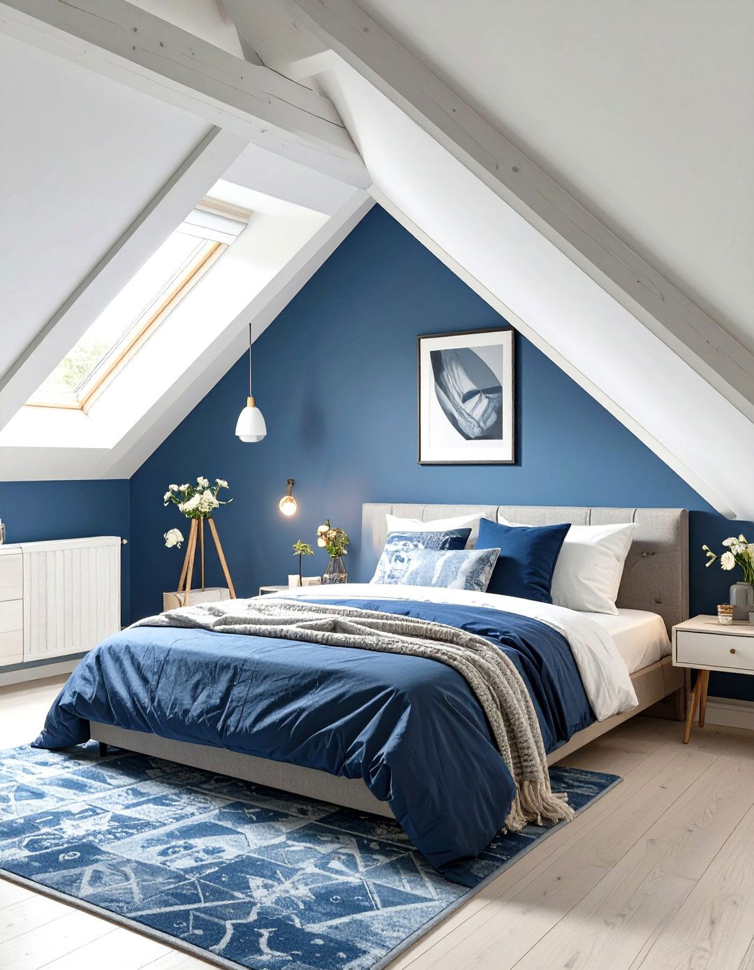 A Monochromatic Color Scheme - 30 small attic bedroom low sloped ceiling bedroom ideas