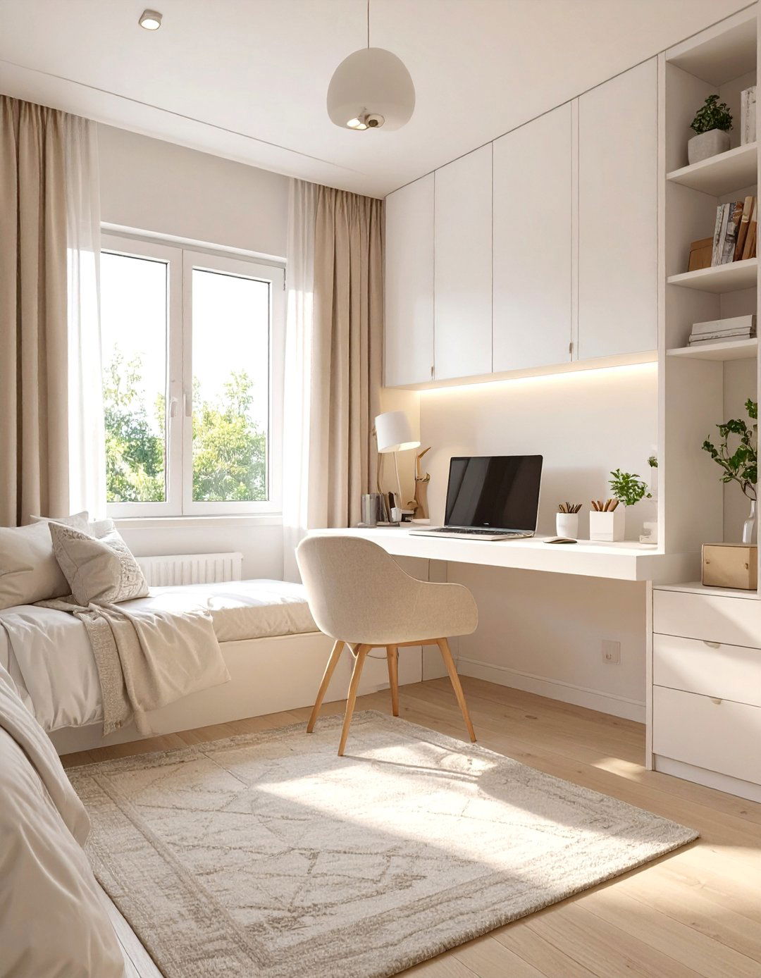 A Monochromatic Color Scheme - 30 small bedroom office combo ideas