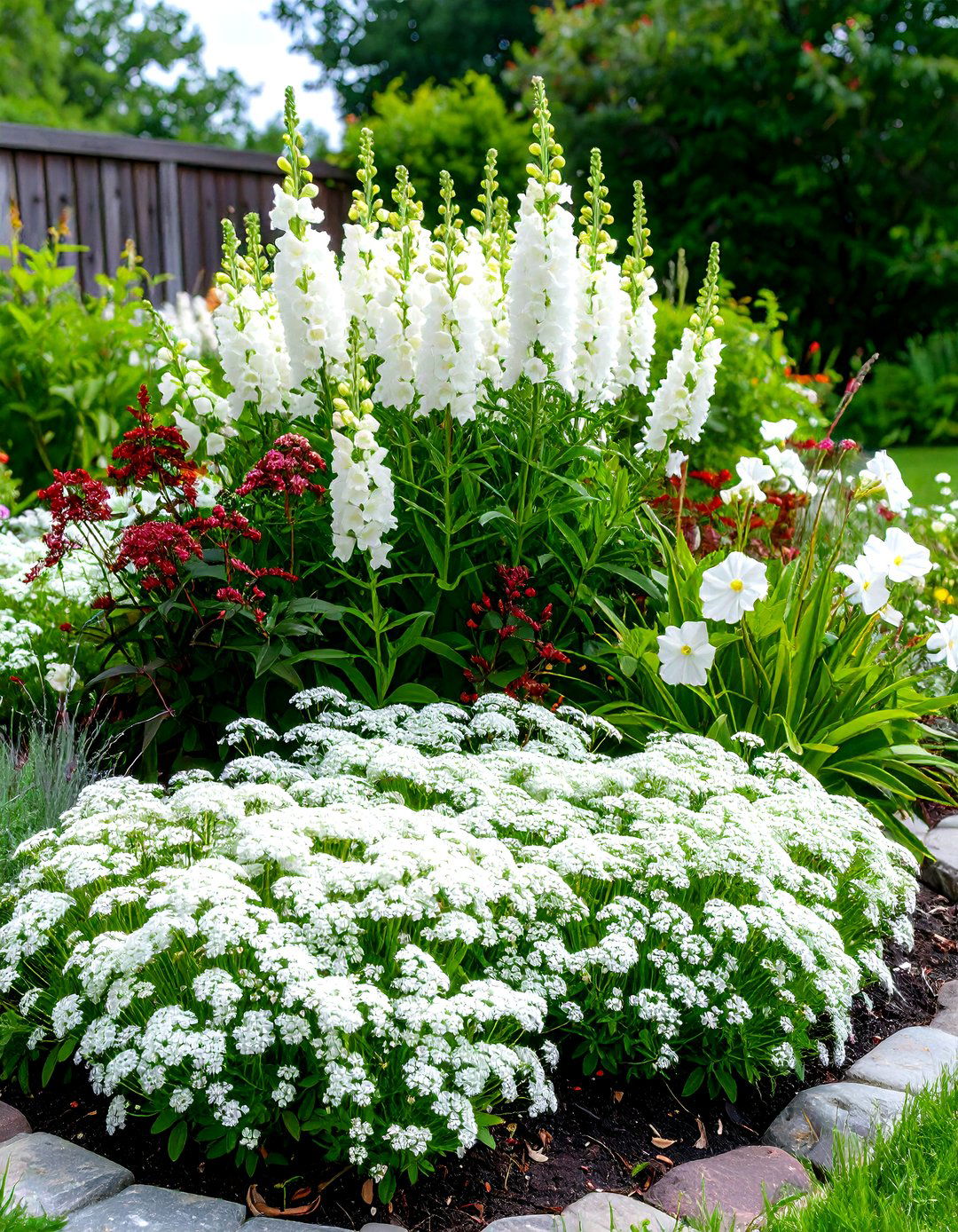 A Monochromatic Flower Bed - 30 front lawn cheap simple front yard landscaping ideas
