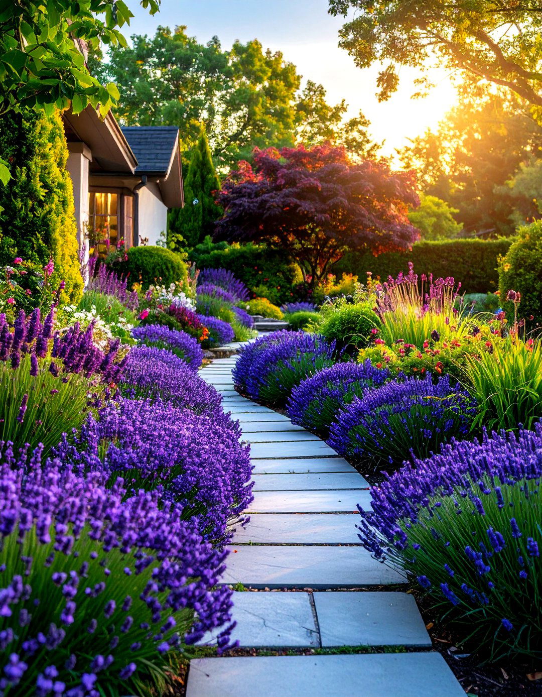 A Monochromatic Flower Bed Design - 30 inexpensive landscaping ideas