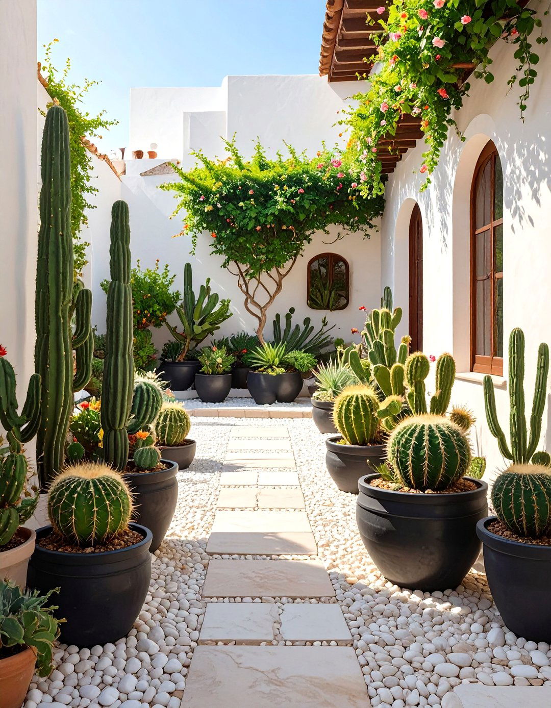 A Monochromatic Green Cactus Garden - 30 cactus garden ideas