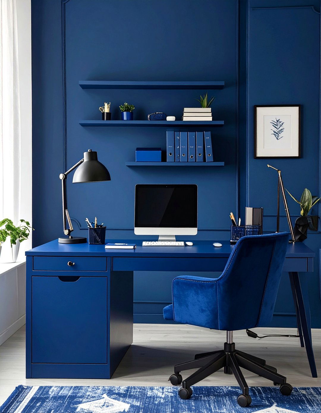 A Monochromatic Modern Office Desk - 30 office desk decoration ideas