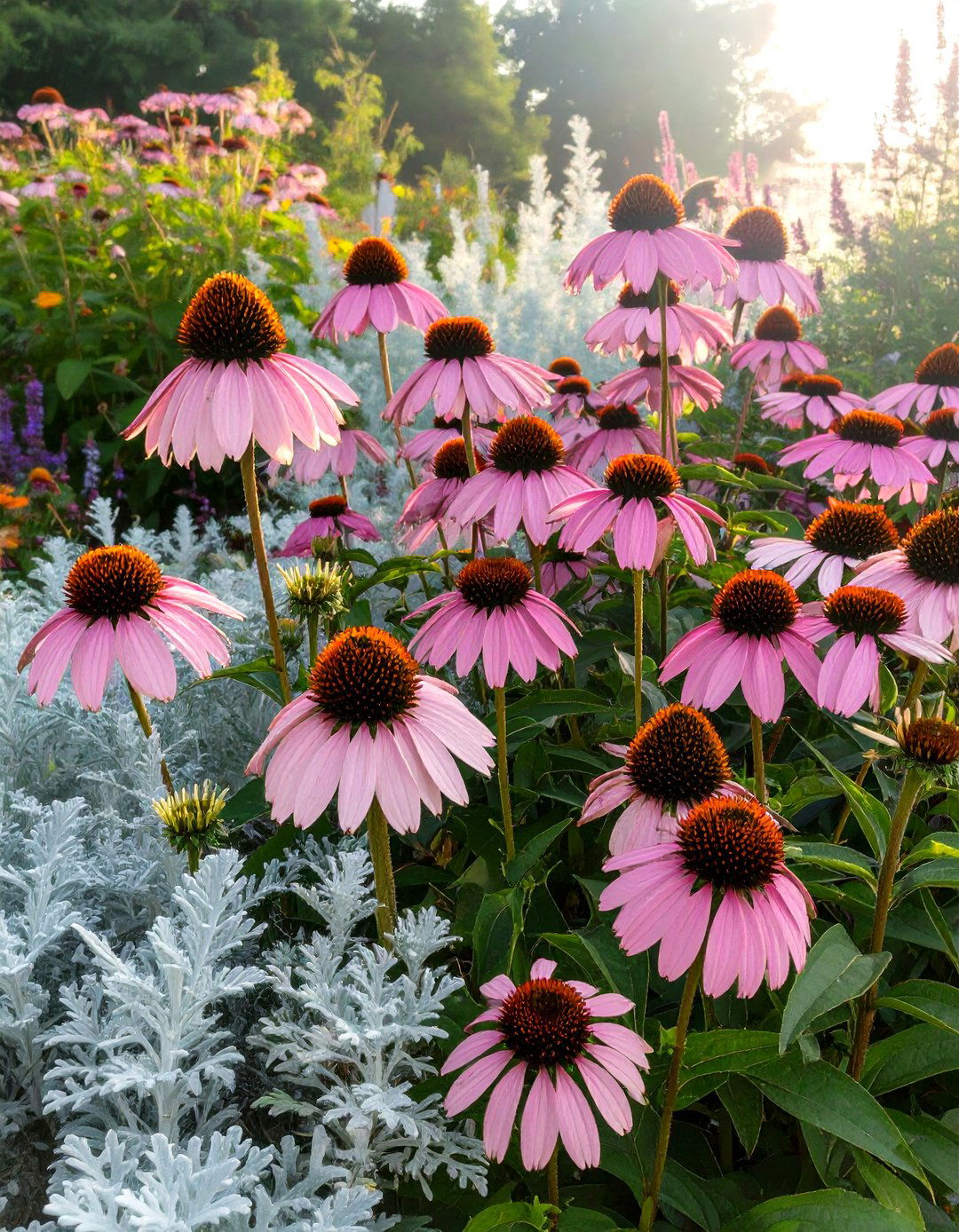 A Monochromatic Pink Coneflower Garden - 30 coneflower garden design ideas
