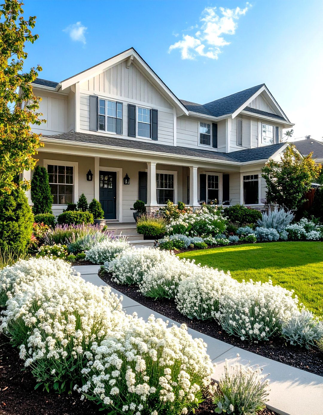 A Monochromatic Planting Scheme - 30 front yard landscaping ideas on a budget