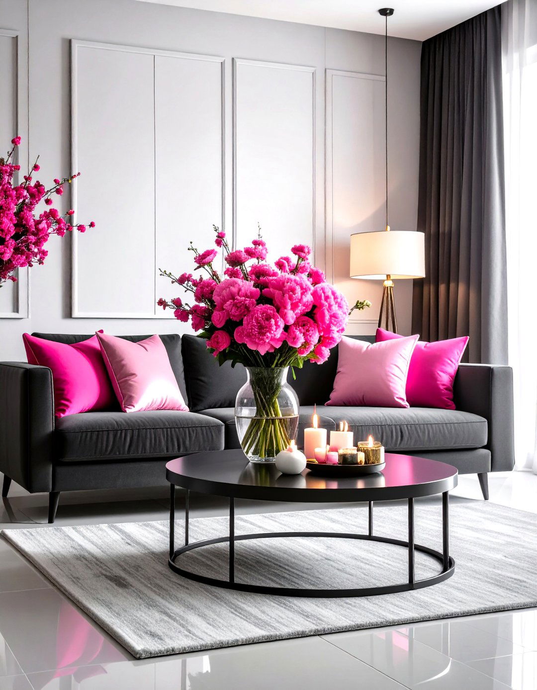 A Monochrome Magic with a Pop of Color - 30 diwali decoration ideas for living room
