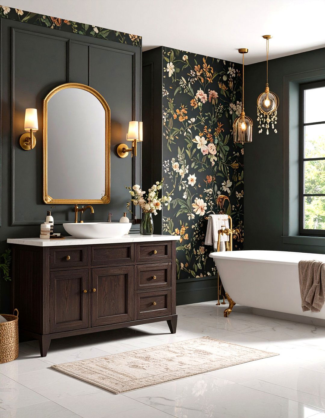 A Moody Botanical Guest Bathroom - 30 guest bathroom decor ideas