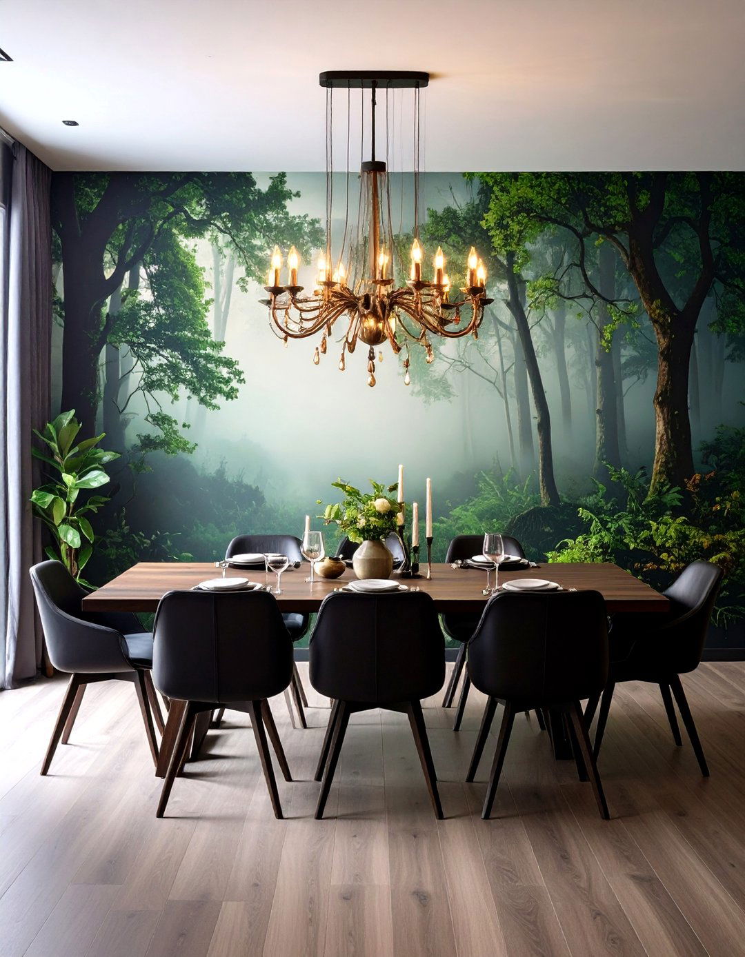 A Moody Landscape Dining Room Mural - 30 dining room wall art ideas