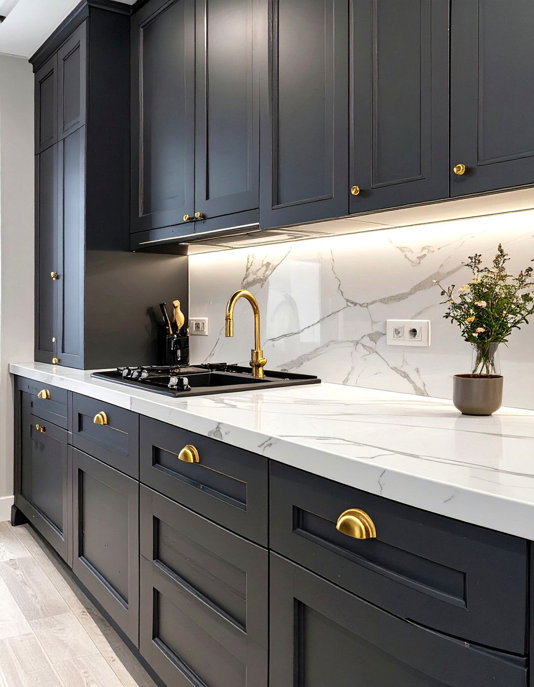 A Moody and Dark Kitchen Scheme - 30 low cost simple kitchen designs