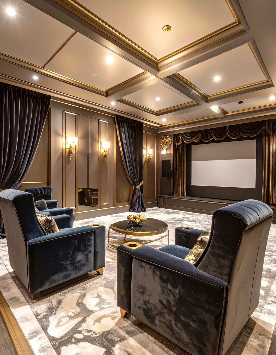 A Moody and Theatrical Screening Room - 30 basement finishing ideas