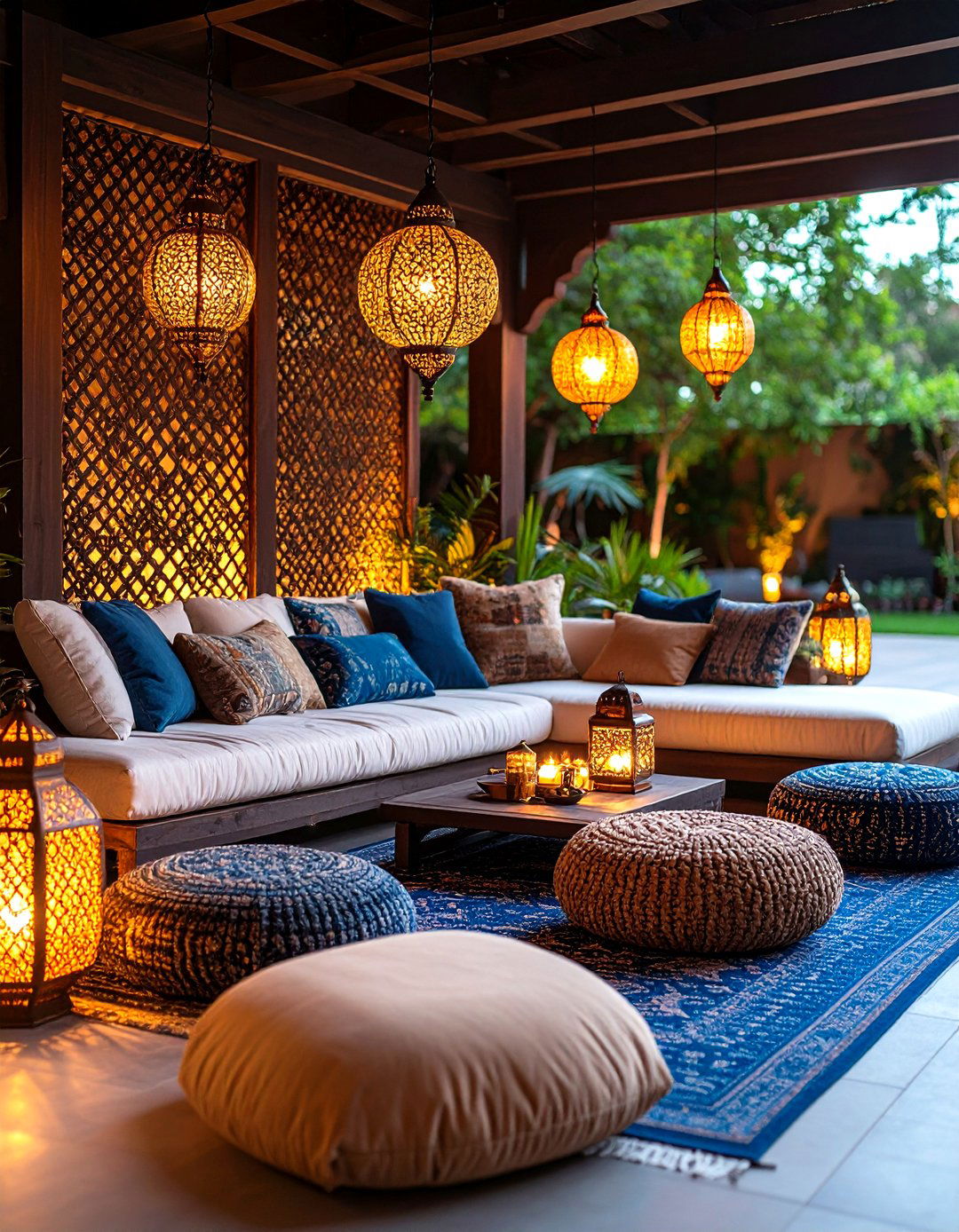 A Morrocan Inspired Lantern Lounge - 30 enclosed patio ideas on a budget