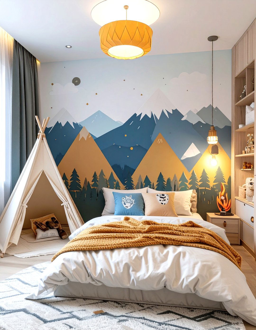 A Mountain Camping Bedroom - 30 kids bedroom ideas