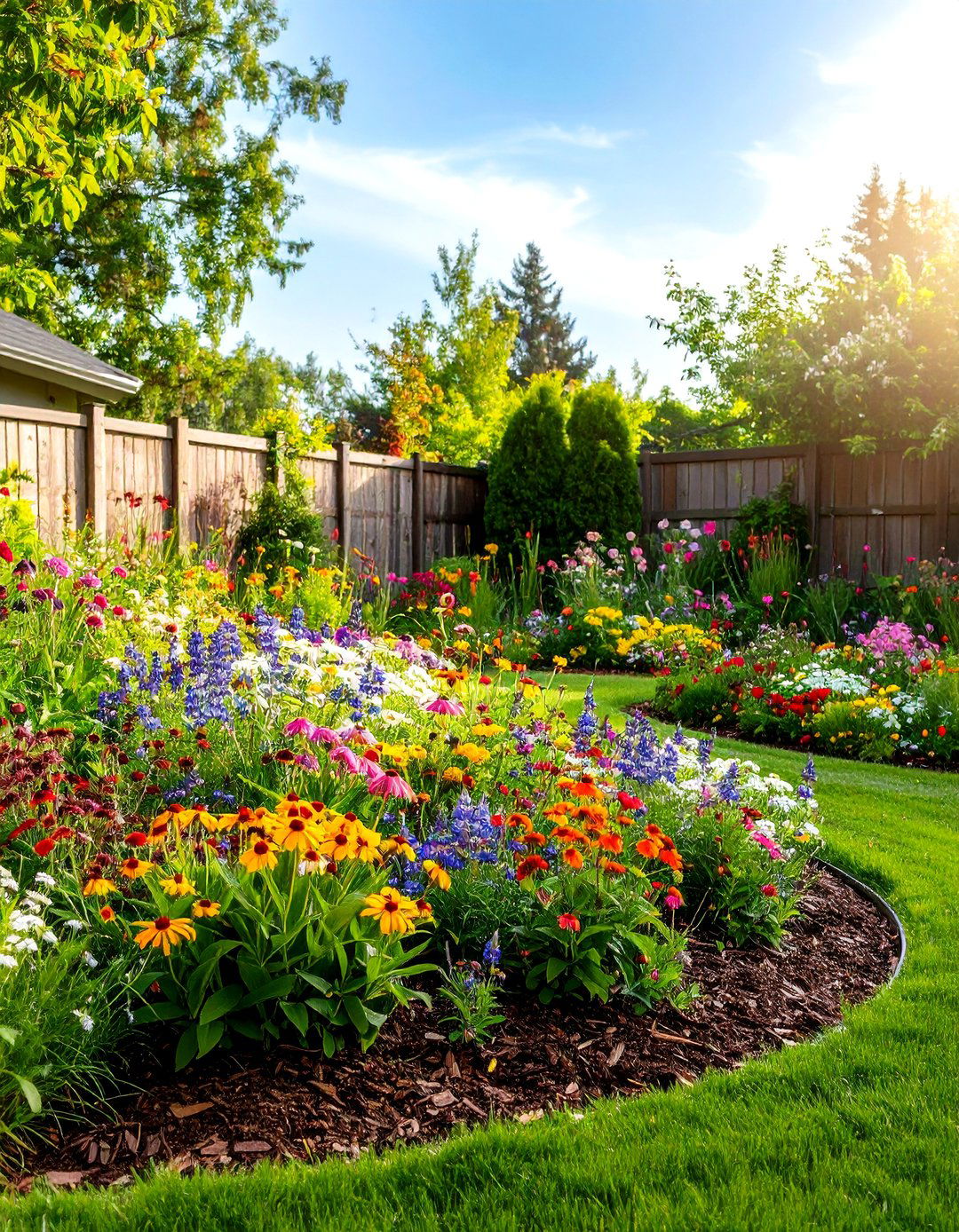 A Mulch and Wildflower Meadow - 30 backyard ideas on a budget