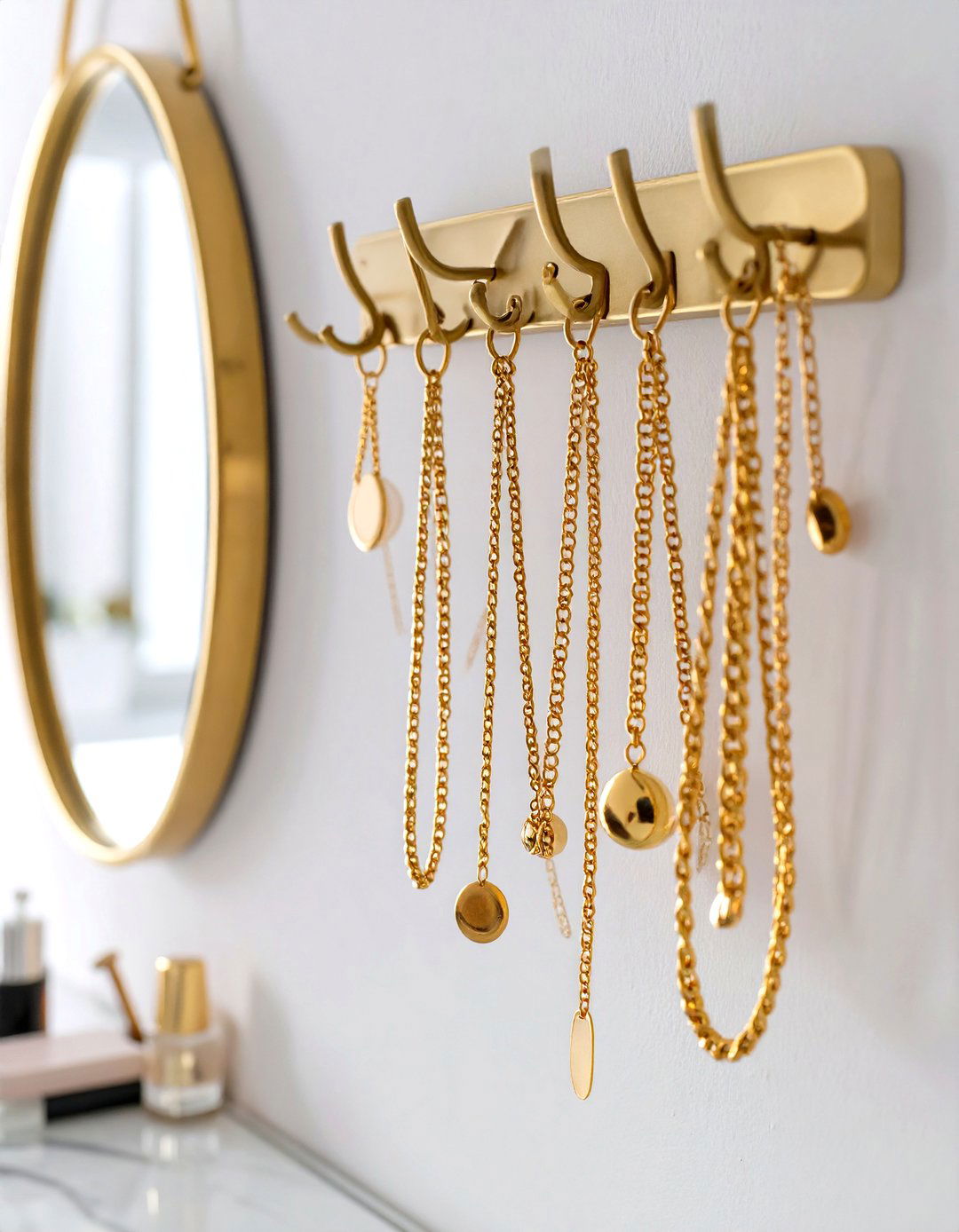 A Multi Hook Rack for Necklaces - 30 vanity organization ideas