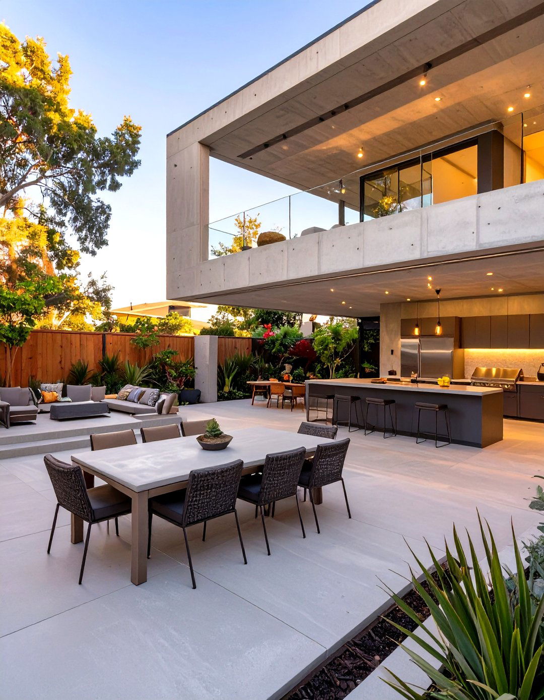 A Multi Level Concrete Patio for Entertainment - 30 modern concrete patio ideas