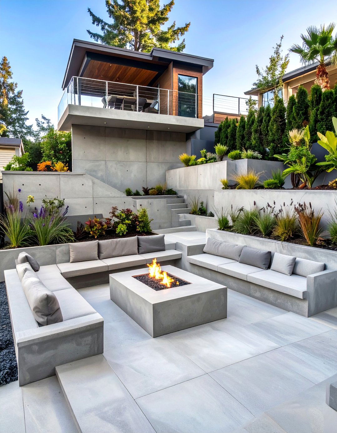 A Multi Level Concrete Terrace Concept - 30 concrete patio extension ideas