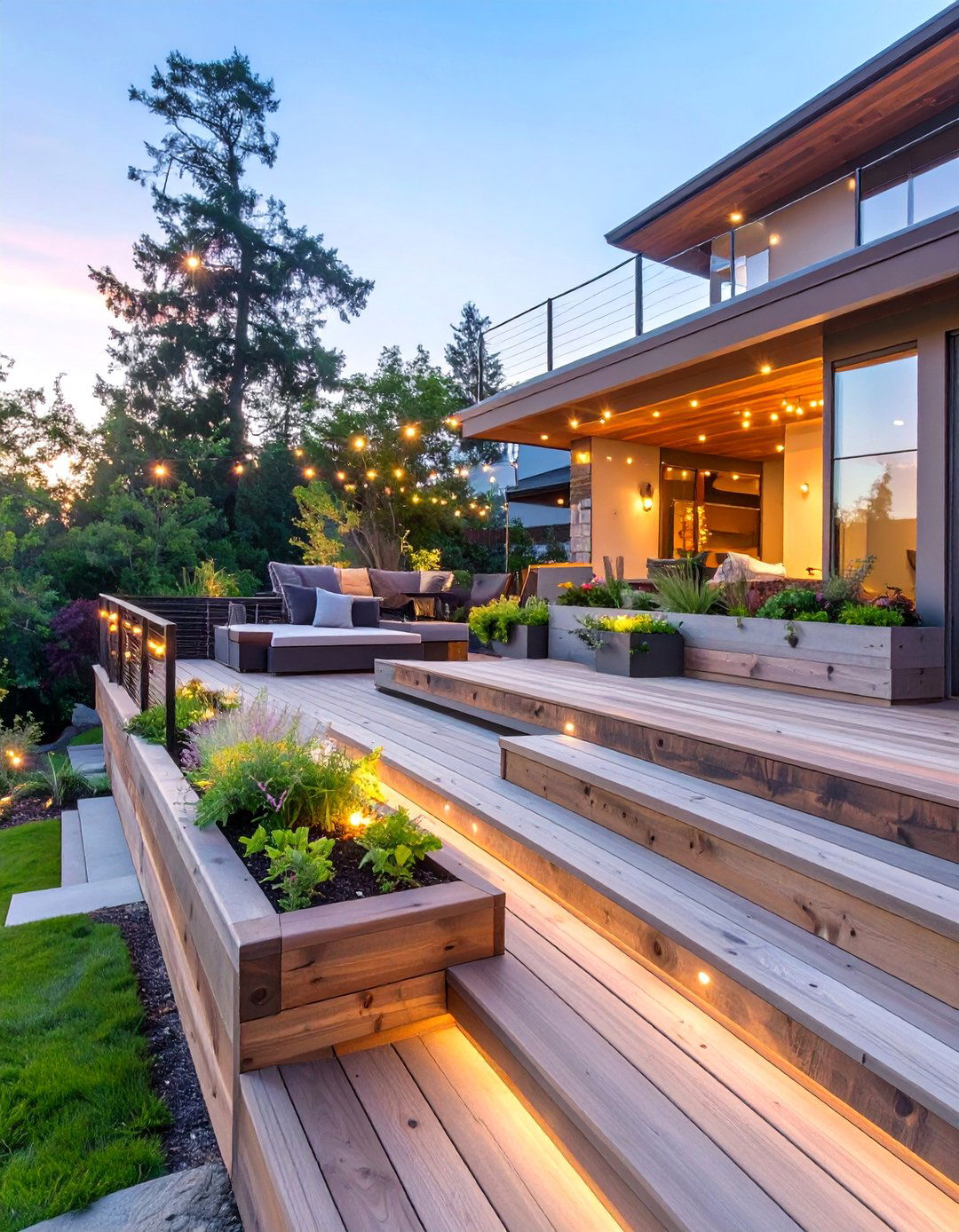 A Multi Level Deck and Planter System - 30 budget backyard ideas no grass