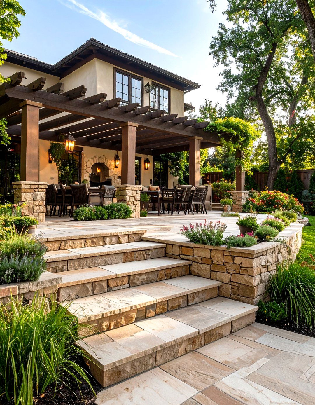 A Multi Level Flagstone Terrace - 30 flagstone patio ideas