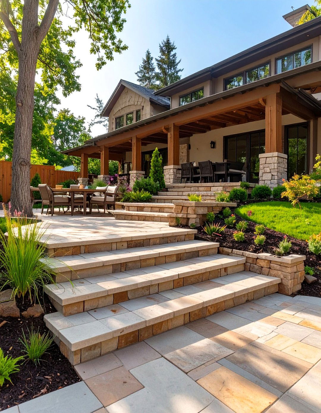A Multi Level Paver Patio - 30 backyard pavers ideas